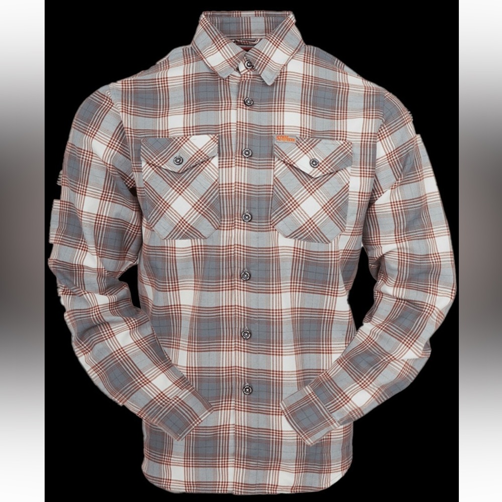 DIXXON‎ Strap Tank Brewery Gray and Maroon Plaid Button-Down Shirt